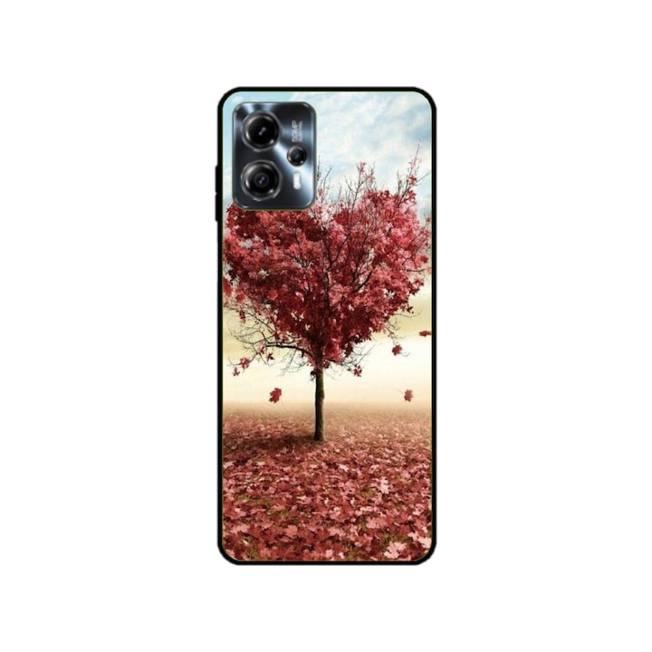 Husa personalizata HQPrint si Folie de Silicon pentru Motorola Moto G23, model Heart Tree, multicolor, S1D1M0293