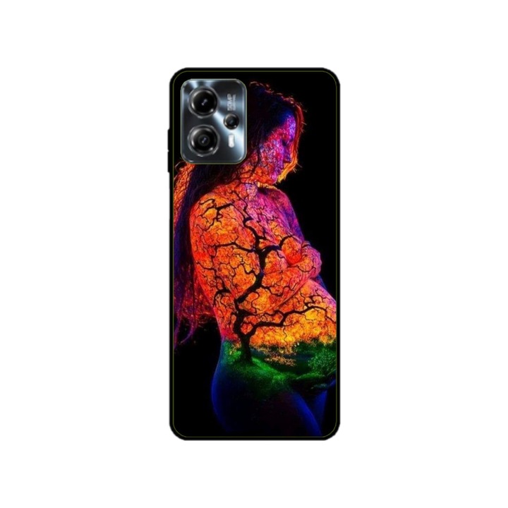 Husa personalizata HQPrint si Folie de Silicon pentru Motorola Moto G13, model Colorful #7, multicolor, S1D1M0324