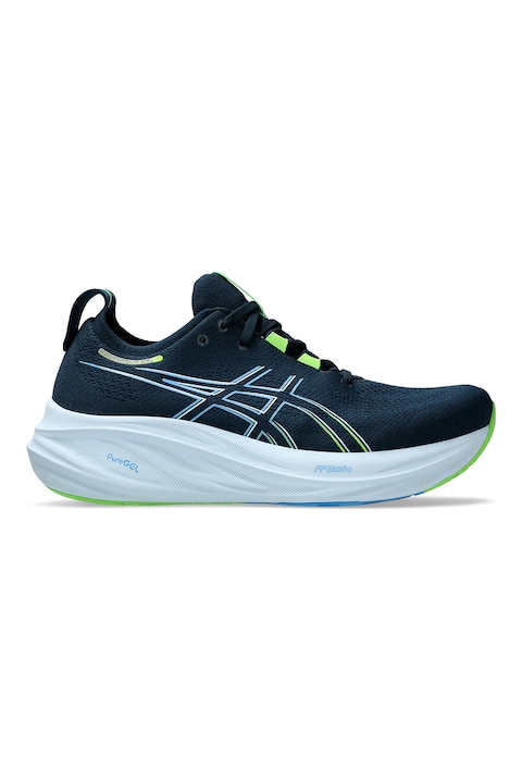 Asics, Pantofi din plasa pentru alergare Gel-Nimbus 26, Verde lime/Albastru