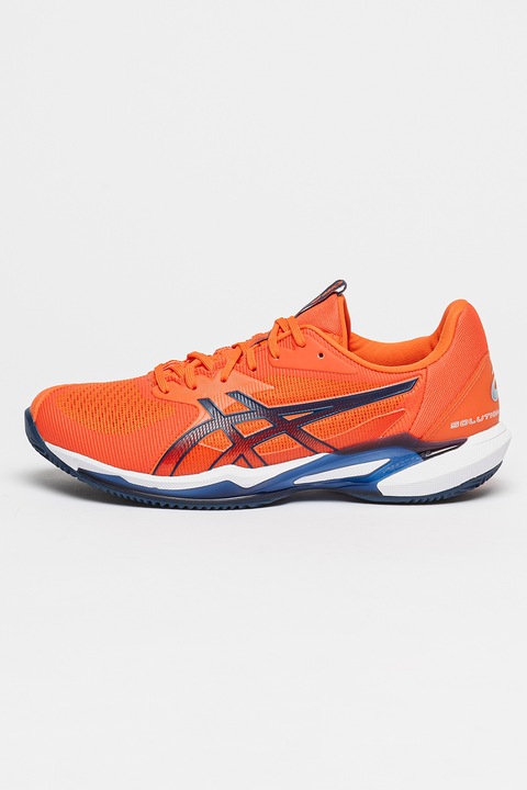 Asics, Pantofi Solution Speed FF 3 pentru tenis pe zgura, Albastru inchis/Portocaliu mandarina