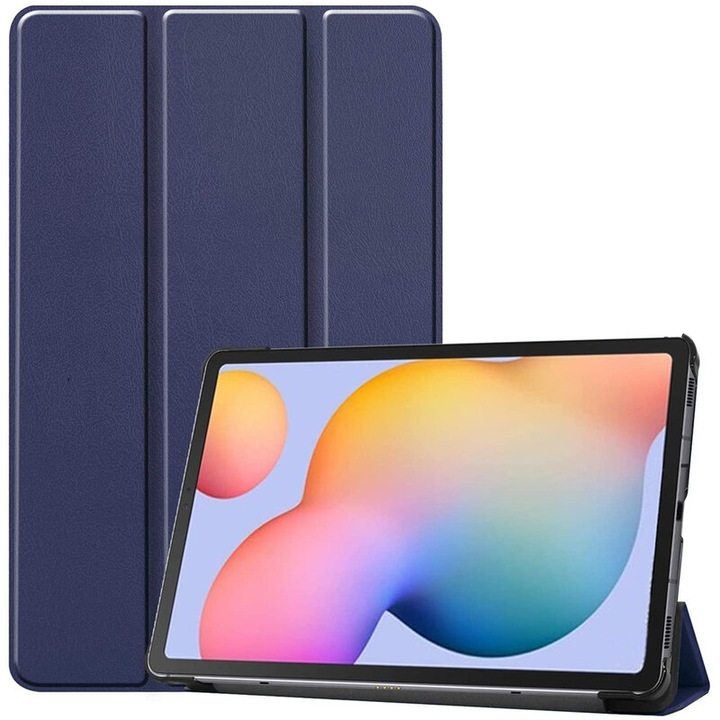 Husa de protectie flip cover compatibila cu Samsung Galaxy Tab S6 Lite, 20.4", 2020/2022, FoldPro, piele ecologica, Albastru