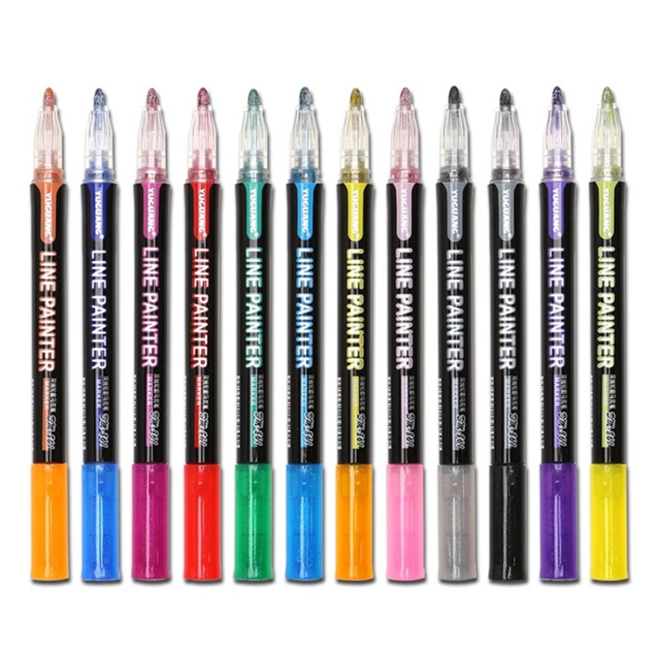 Markere de argint cu chenar colorat – Silvermarkers, 12 buc