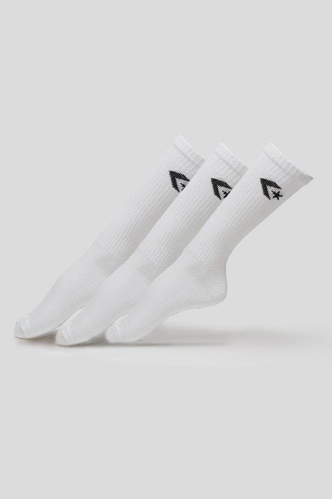 Converse, Set de sosete lungi Classic Star Chevron - 3 perechi, Alb/Negru, 39-46