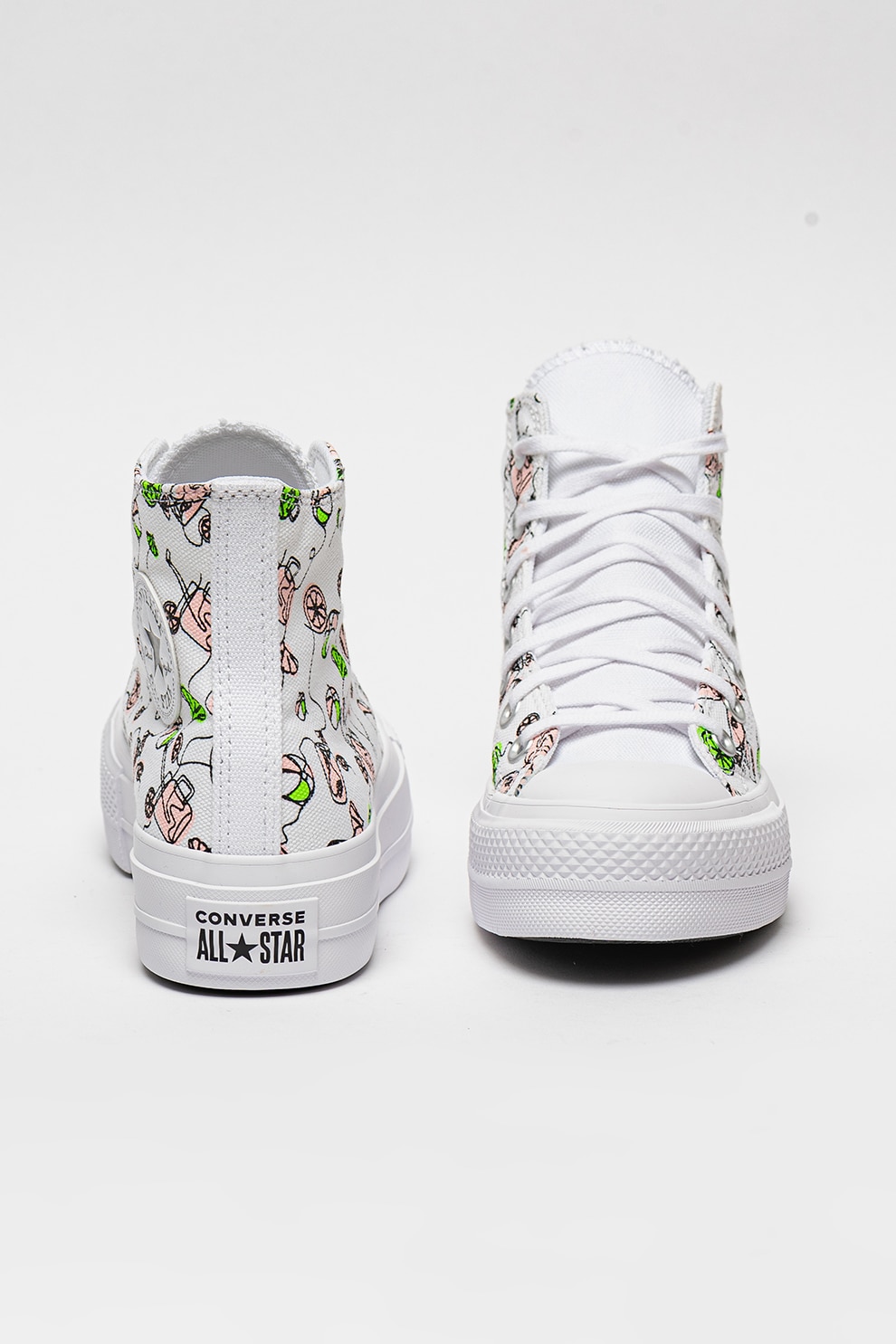 Converse, Tenisi inalti Chuck Taylor All Star, Alb, Verde electric