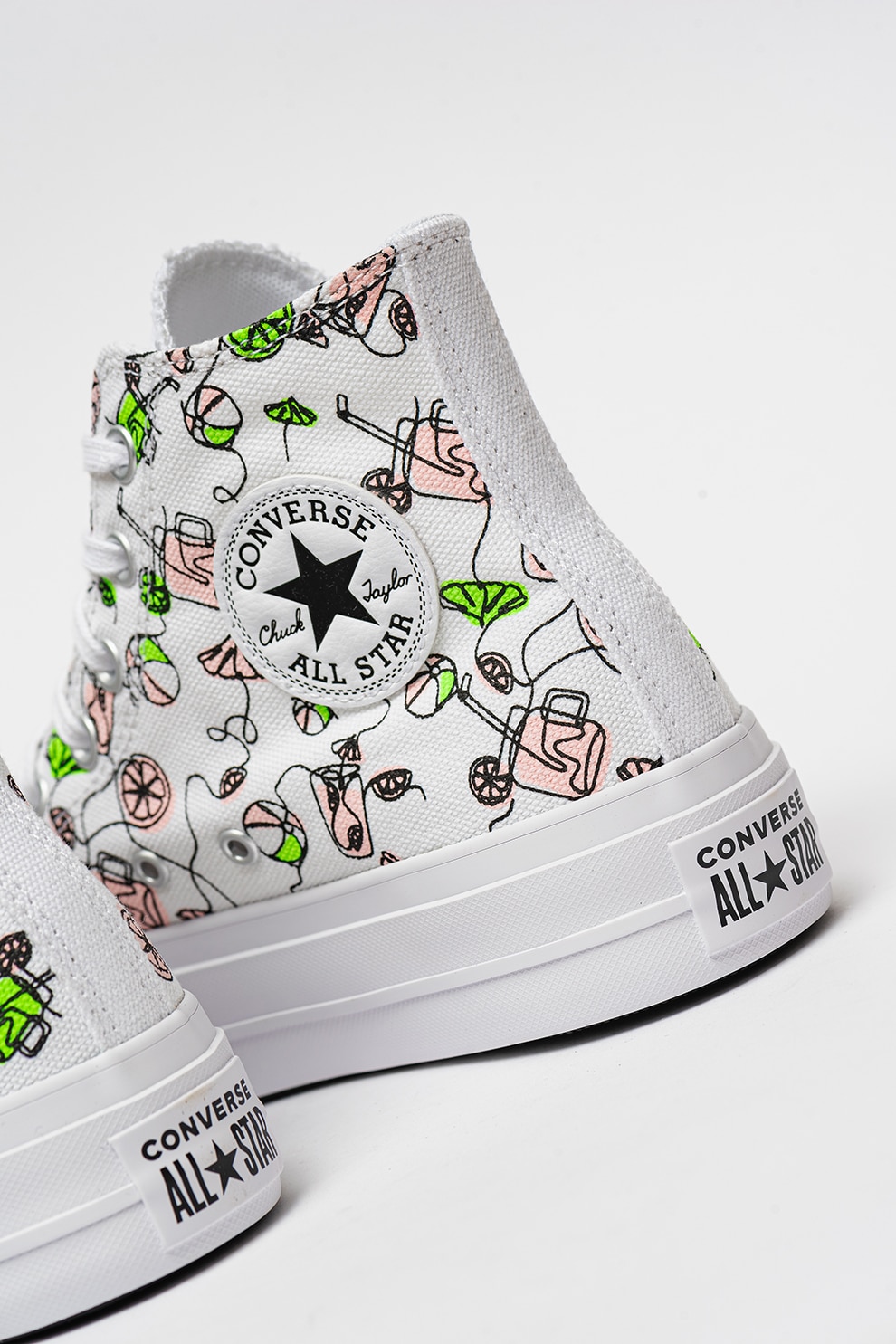 Converse, Tenisi inalti Chuck Taylor All Star, Alb, Verde electric