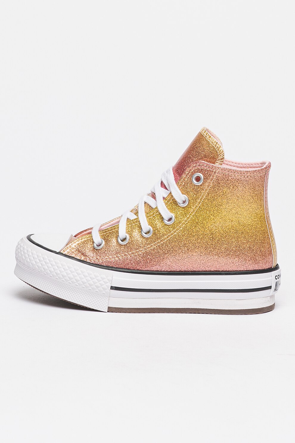 Converse Tenisi mid high cu aspect stralucitor Chuck Taylor All Star Auriu Roz 34 EU eMAG.ro