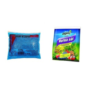 Set Sulfat de cupru, piatra vanata, ingrasamant de tip MIF, pentru stropire pomi fructiferi, vita de vie si legume, 1 Kg + Ingrasamant mineral sare amara 1kg AGRO