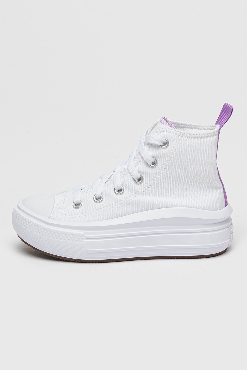 Converse, Tenisi cu talpa flatform Chuck Taylor All Star Move, Alb, Violet, 29 EU