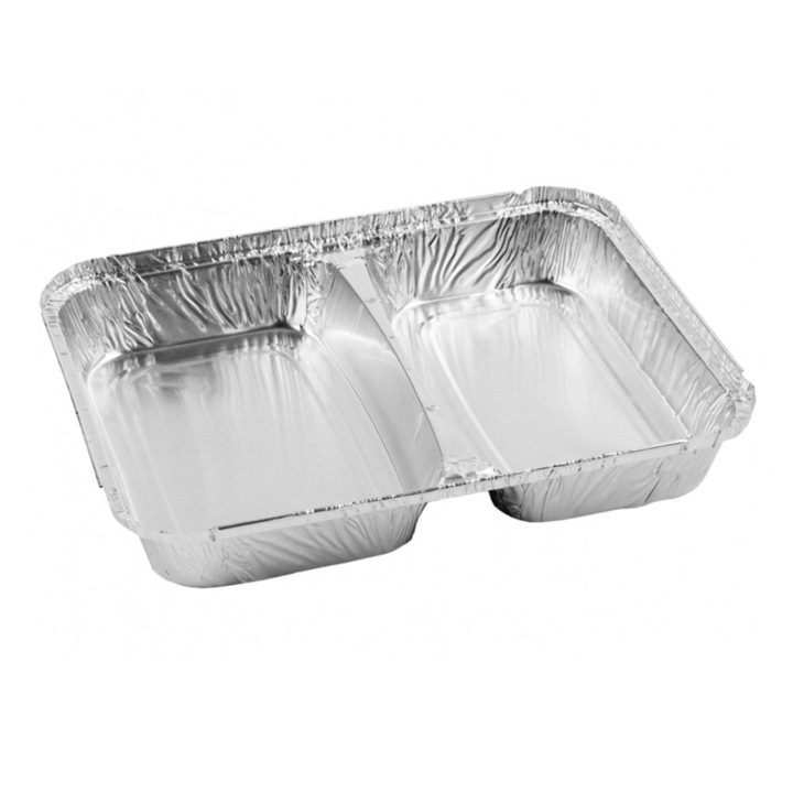 Set 10 caserole din aluminiu cu doua compartimente, plus capace, 400/350cc - Endless