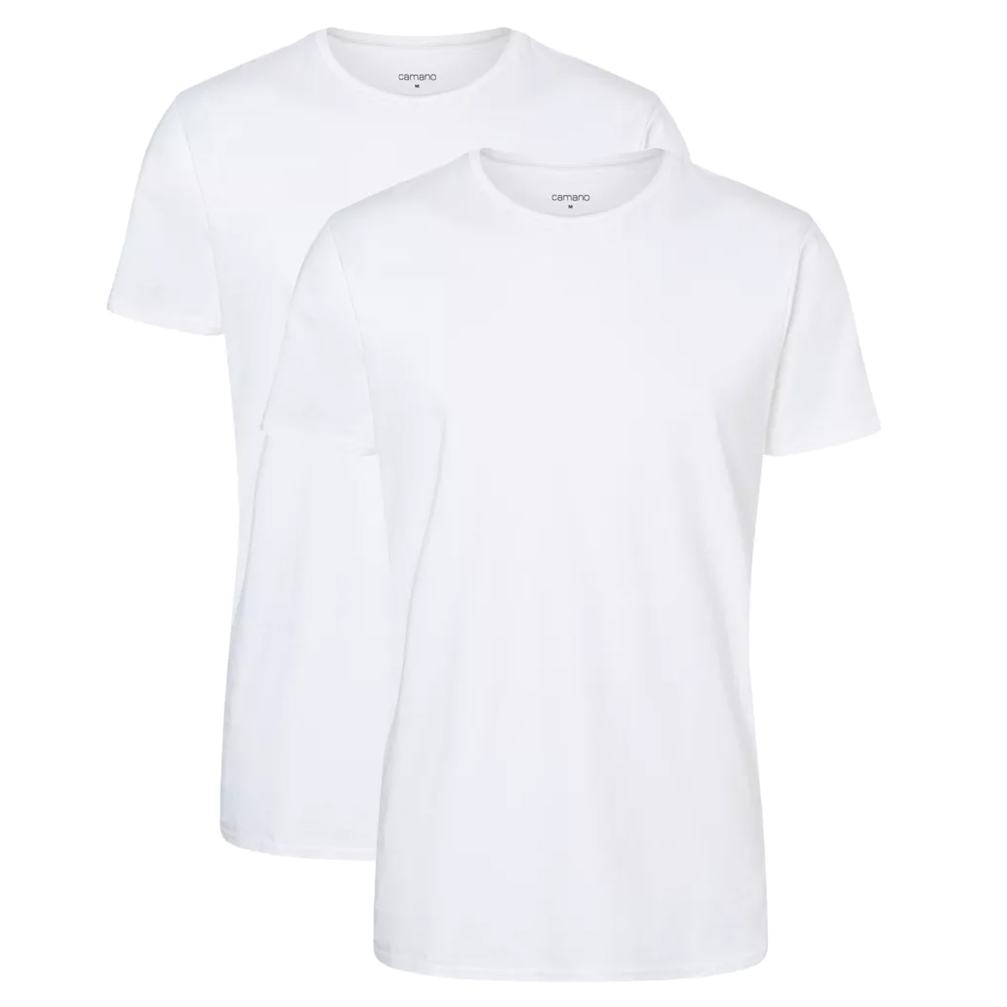 Camano, Tricou de bumbac cu decolteu la baza gatului, Alb optic, 2XL