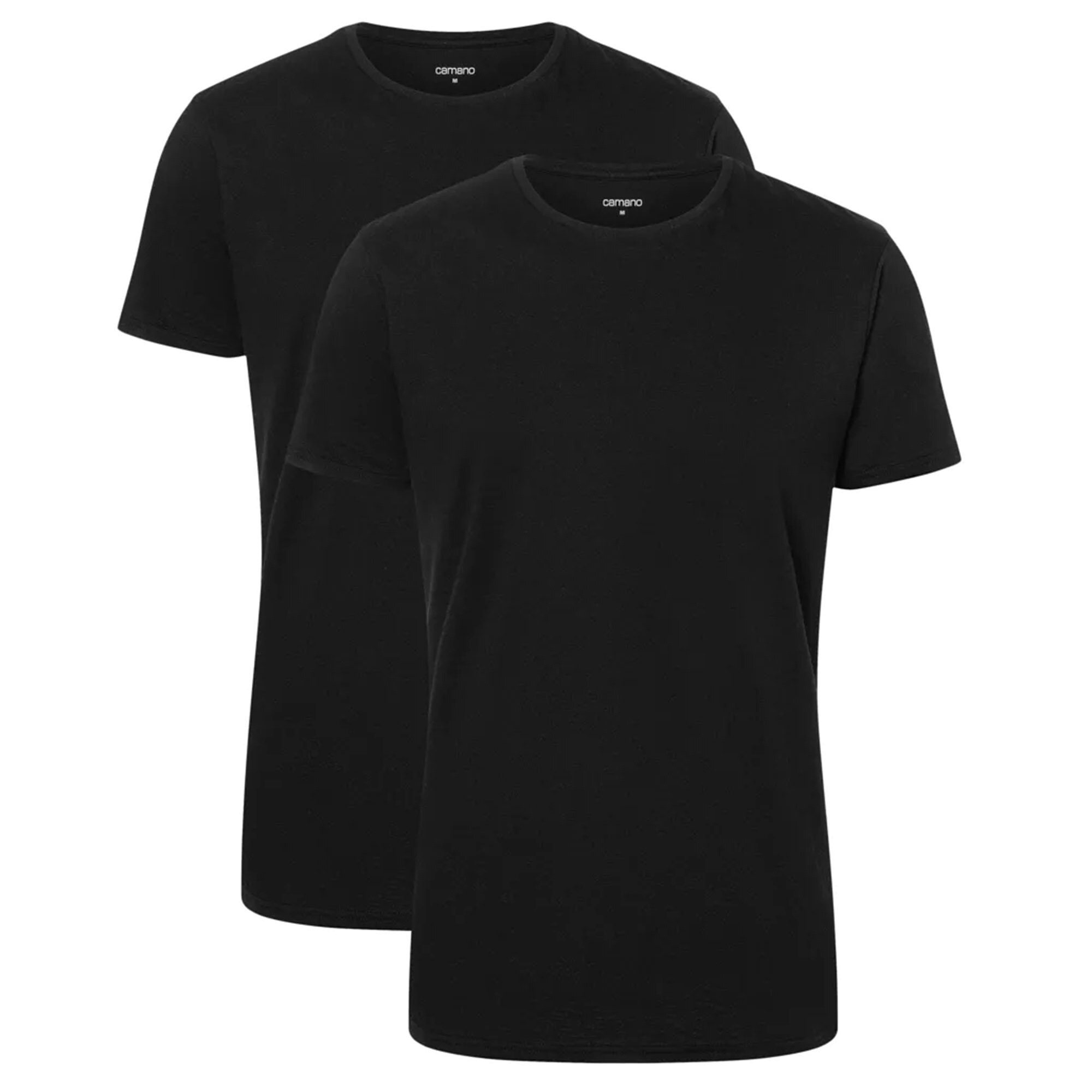 Camano, Tricou de bumbac cu decolteu la baza gatului, Negru, 2XL