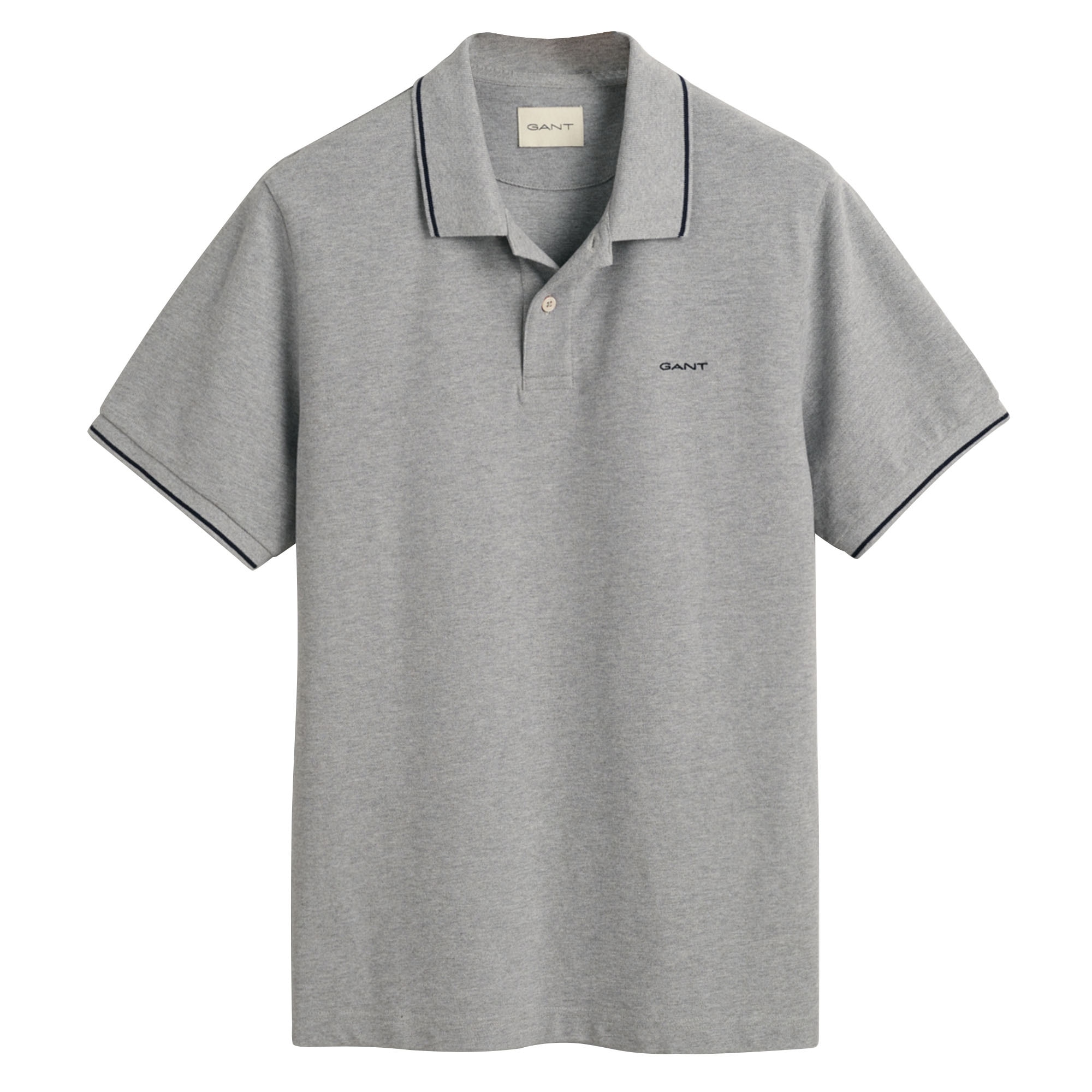 Gant, Tricou polo din material pique, Gri deschis, 2XL