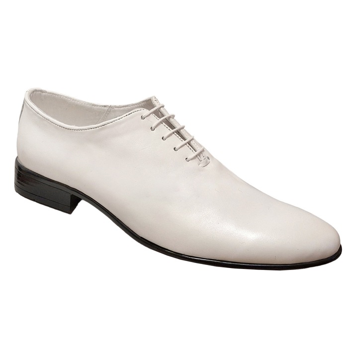 Pantofi barbati casual din piele naturala, MOD1ALBBOX, Alb