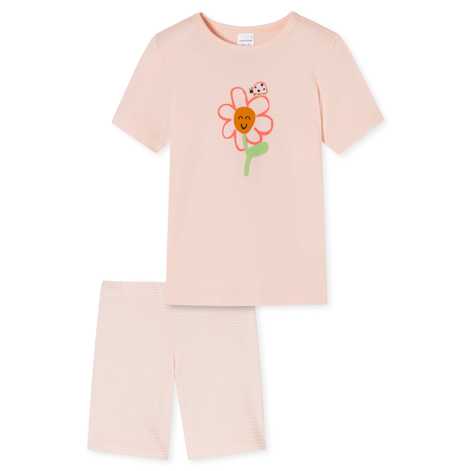 Schiesser, Pijama de bumbac cu imprimeu, Roz pal, 140 CM
