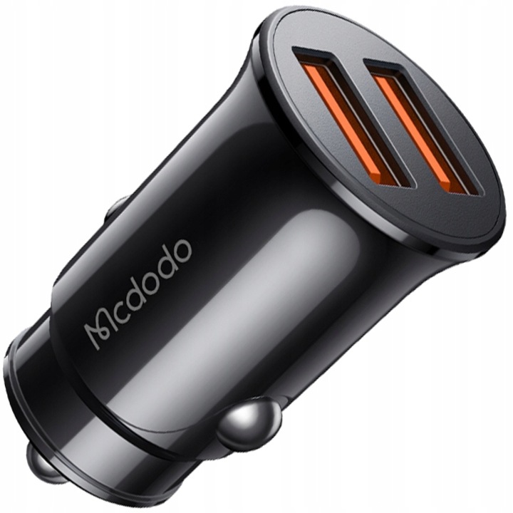 Autótöltő, Mcdodo, Gyorstöltés 2 x USB 2.4A 12W, Samsung / iPhone / Xiaomi / Oppo, Fekete