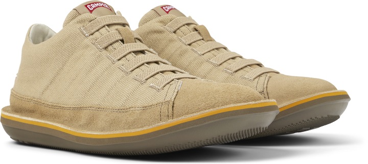 Camper, Pantofi casual din panza cu garnituri de piele intoarsa Beetle, Maro camel, 44