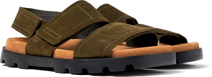 Camper, Велурени сандали Brutus 22261 с велкро, Кафяв, Армия зелено, 42