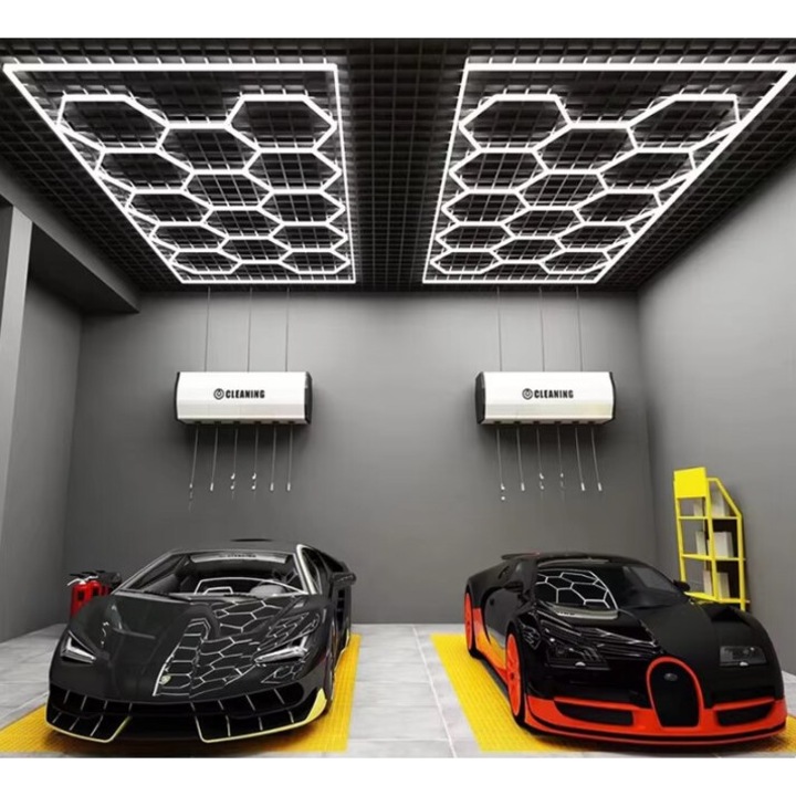 Hexagon HoneyComb LED fali lámpa, 14 hatszög, fodrászat műhelygarázsa 4840x2430cm, 672W, 70000 lumen ZenLED®