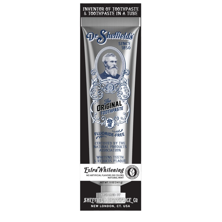 Паста за зъби, Dr. Sheffield's, Екстра избелване, избелване на зъби и премахване на плака, с флуорид, вкус на мента, 141 g