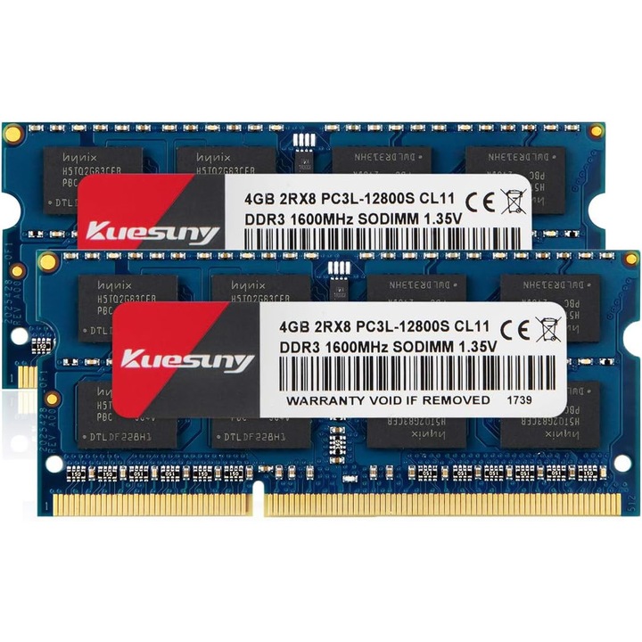 Memorie Laptop Kuesuny 2 X 4GB DDR3L 1600 Mhz, Low Voltage 1.35V, CL11