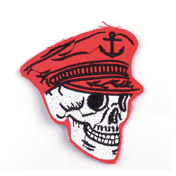 Petic textil brodat Scheletul marinar 6.6x6.1 cm, INOVATIX