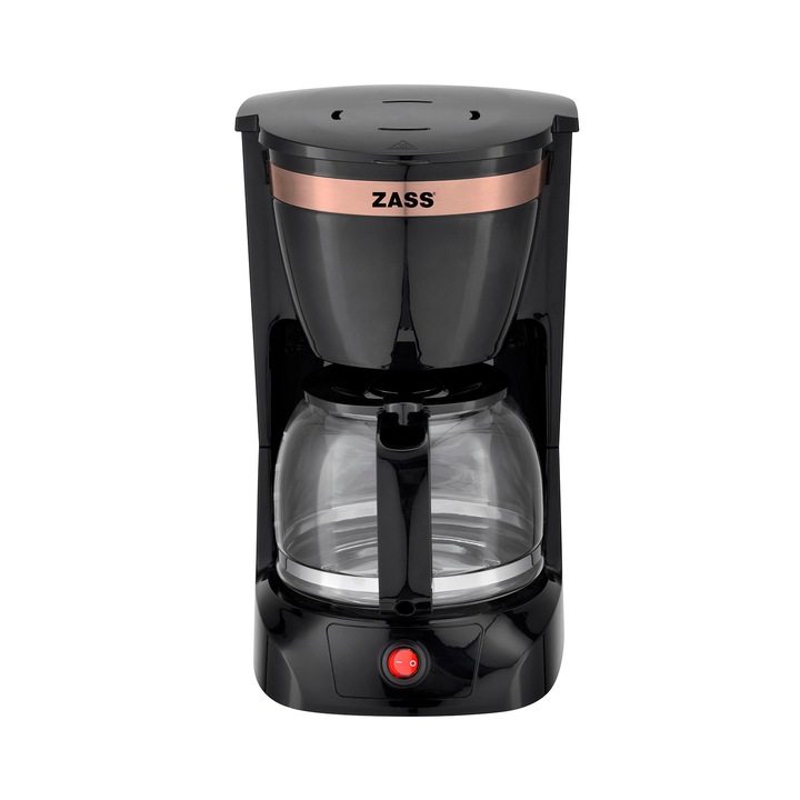 Кафеварка с филтър Zass ZCM 20 Rose Gold, Мощност 800 W, 1.25 l, Капацитет 10 чаши, Функция против накапване, Функция за поддържане на топлината, Черна