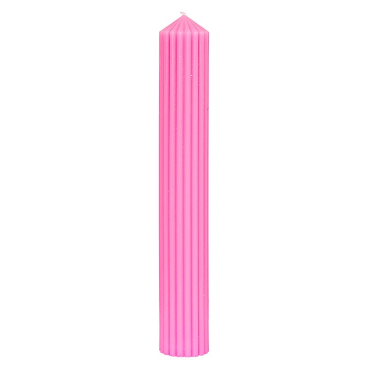 Lumanare Botez Roz Striata H-40 cm D-6cm