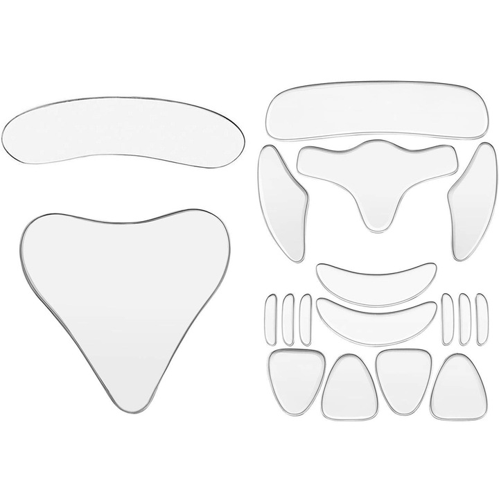 Set 18 masti reutilizabile, Bliibee®, plasture antirid si antiaging din silicon, Transparent