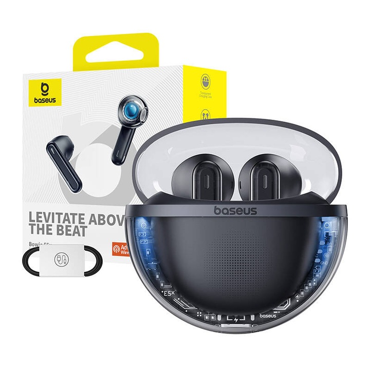 Безжични слушалки In-Ear Baseus Bowie E5x, Bluetooth 5.3, Микрофон, Черен