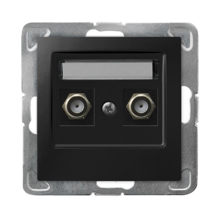 Priza TV, Ospel, Dubla, tip F GPA-2YF/m/33, Negru