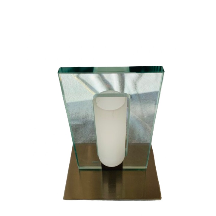 Veioza LA 4-1012/1 SATIN G9 1x40W Baza Metal Chrom Satinat cu Foaie Groasa Sticla Ornament Clar si Abajur Matt ORION