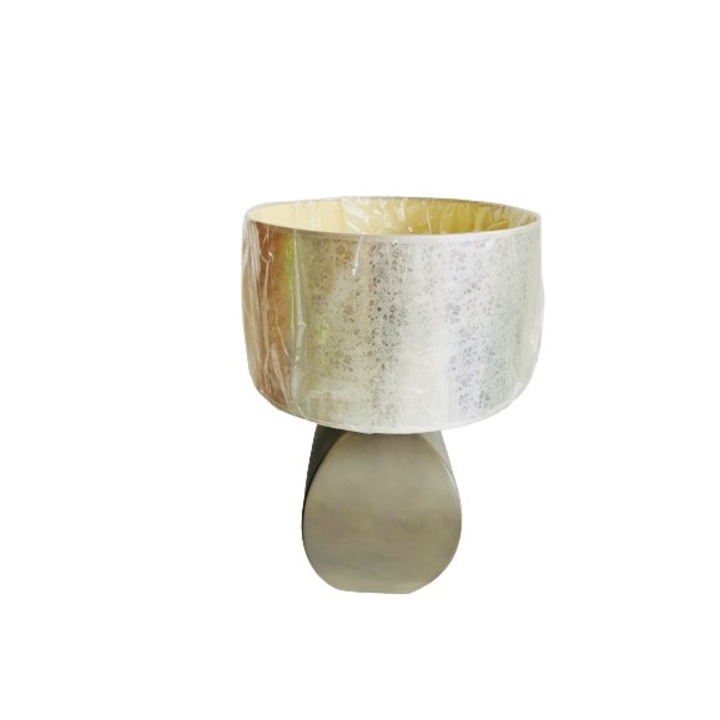 Veioza LA 4-906/1 ANTRAZIT E27 1x60W Baza Portelan Bej Abajur Gri/Crem Intrerupator pe Fir ORION