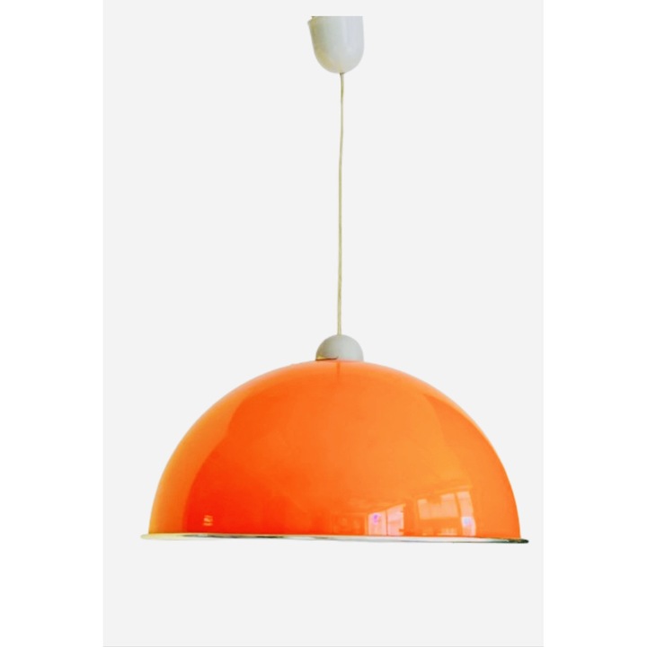 Pendul Helsinki E27 1x60W Suport Plastic Gri Abajur Plastic Portocaliu Tip Pot Diametrul 400mm Inaltime 900mm ESTO