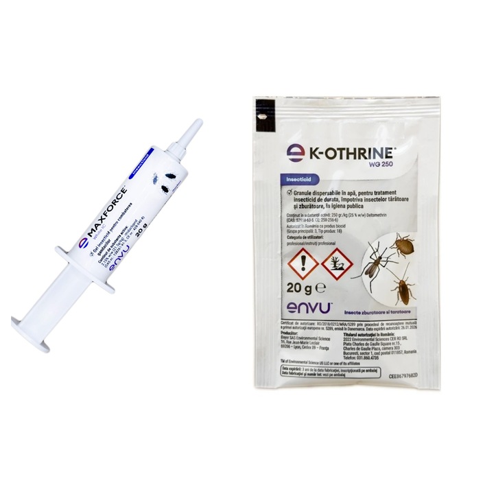 Set Insecticid gel Maxforce IC, 20 gr + Insecticid profesional K-Othrine WG 250 anti gandaci, purici, capuse, plosnite muste, 20 g