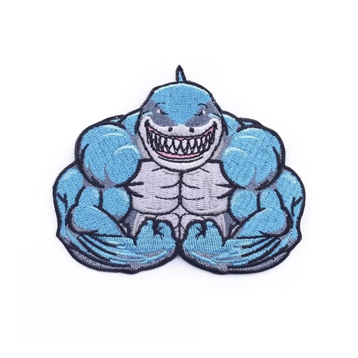 Бродирана текстилна лепенка 8,5x7,1 см, INOVATIX Мускулеста акула