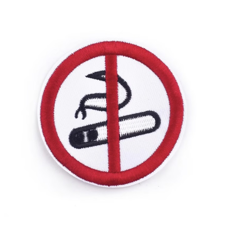 Petic textil brodat No smoking, Nu fumati 7.1 cm, INOVATIX