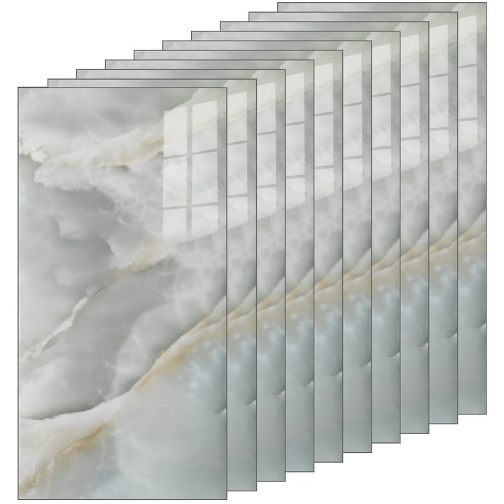 Set 20x Tapet Marmura Premium 3D Teno®, suprafata acoperire 3.6 mp, autoadeziv, waterproof, usor de montat, design modern, 30x60 cm, model 33, verde