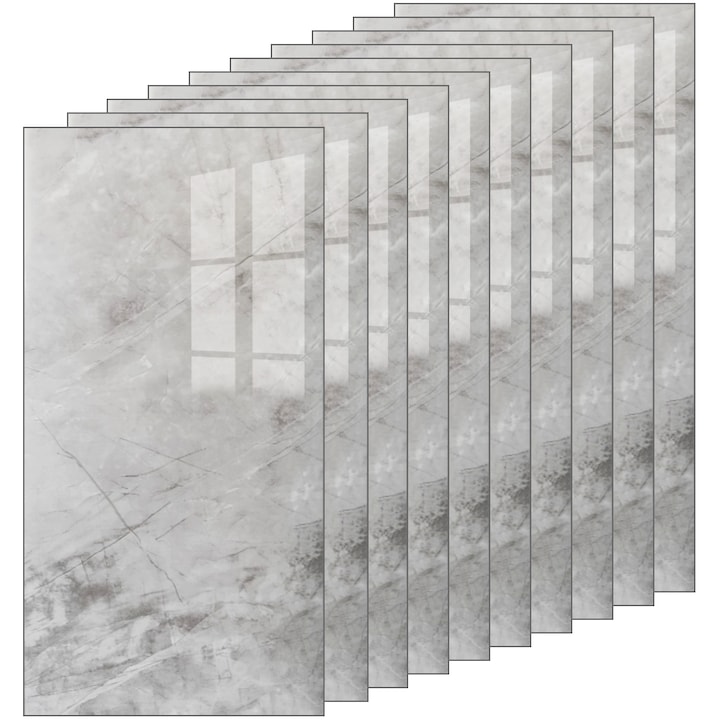 Set 30x Tapet Marmura Premium 3D Teno®, suprafata acoperire 5.4 mp, autoadeziv, waterproof, usor de montat, design modern, 30x60 cm, model 34, gri