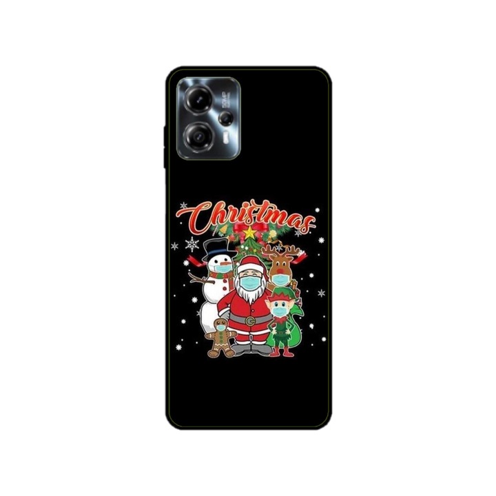 Husa personalizata HQPrint si Folie de Silicon pentru Motorola Moto G13, model Covid Christmas, multicolor, S1D1M0054