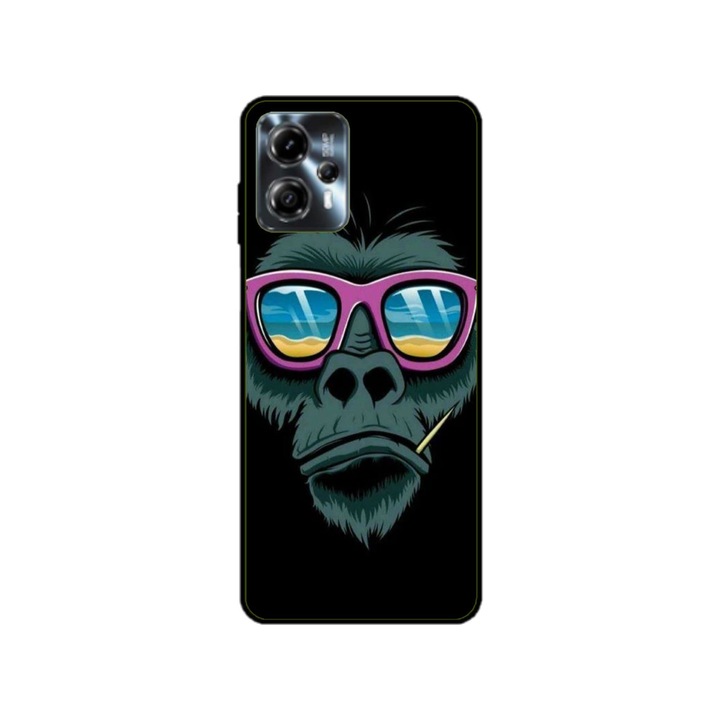 Husa personalizata HQPrint si Folie de Silicon pentru Motorola Moto G23, model Gorilla, multicolor, S1D1M0288