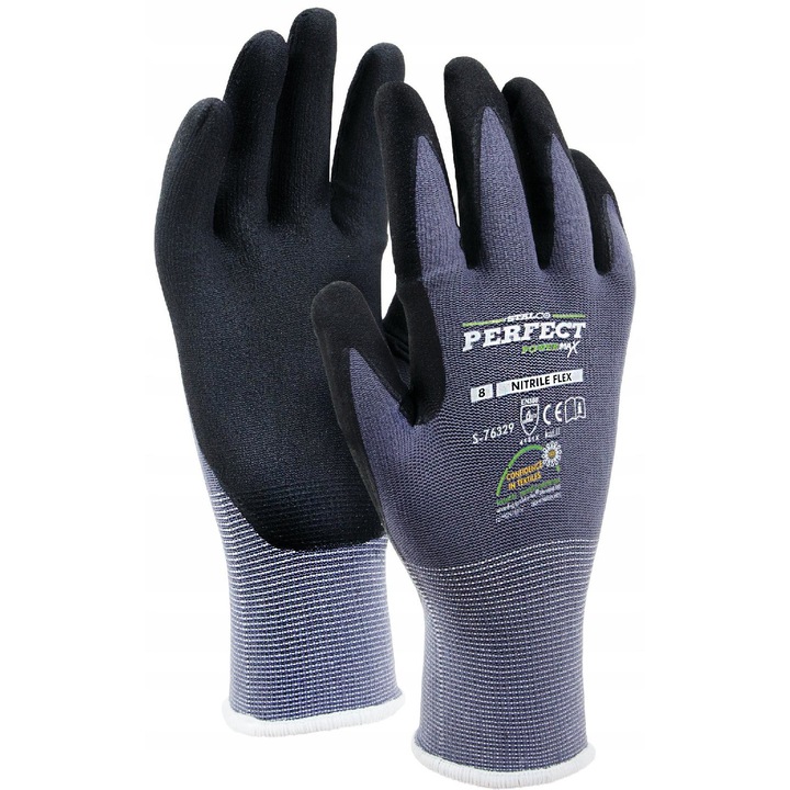 Nylon Kesztyű, Nitril Flex, Stalco, Méret 6, Magas Ellenállás A Sérülésekkel Szemben, Rugalmas És Kényelmes, Kiváló Precíz Munkákhoz, Védelem A Szennyeződésektől És Kémiai Anyagoktól