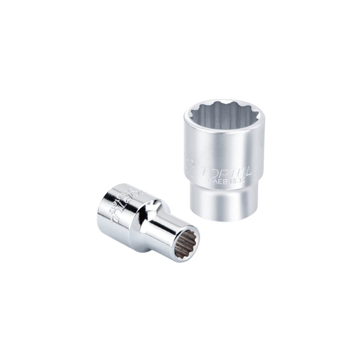 Cheie tubulara Toptul, antrenor patrat 3/8 inch, profil bi-hexagonal, deschidere cheie 24 mm, crom vanadiu