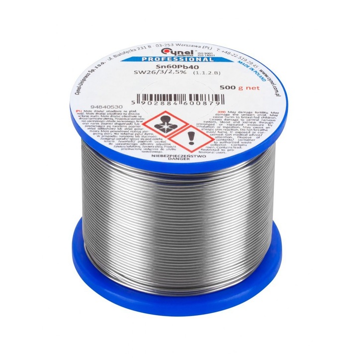 Aliaj de lipit Cynel, Sn60Pb40, 0.5 mm, 500g