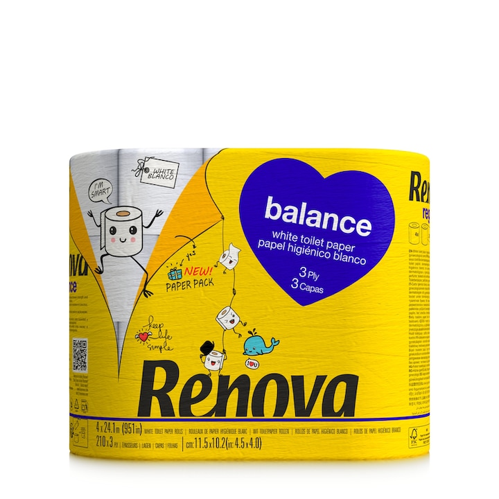 Toalettpapír Renova Balance 4 tekercs
