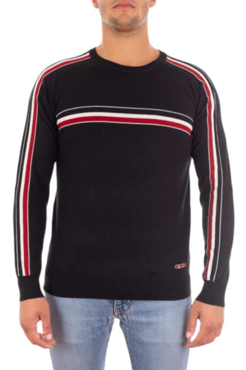 Férfi pulóver logónyomattal, Harmont&Blaine, Fekete, XL