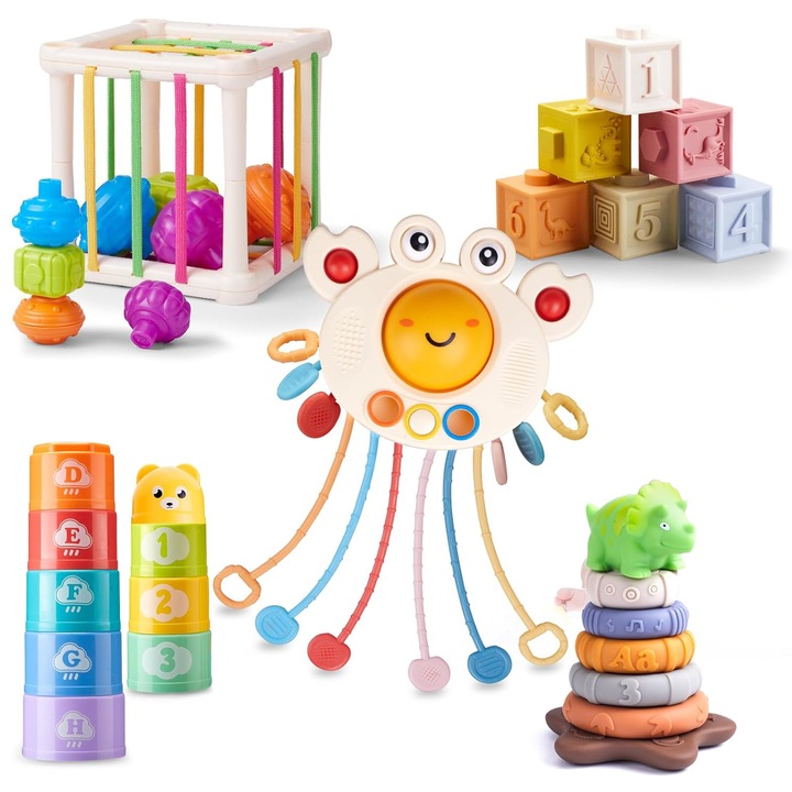 Играчки за сортиране, BYONDSELF®, Образователни и интерактивни, Монтесори, Многоцветни, Силиконови, за момчета и момичета, 6-12 месеца