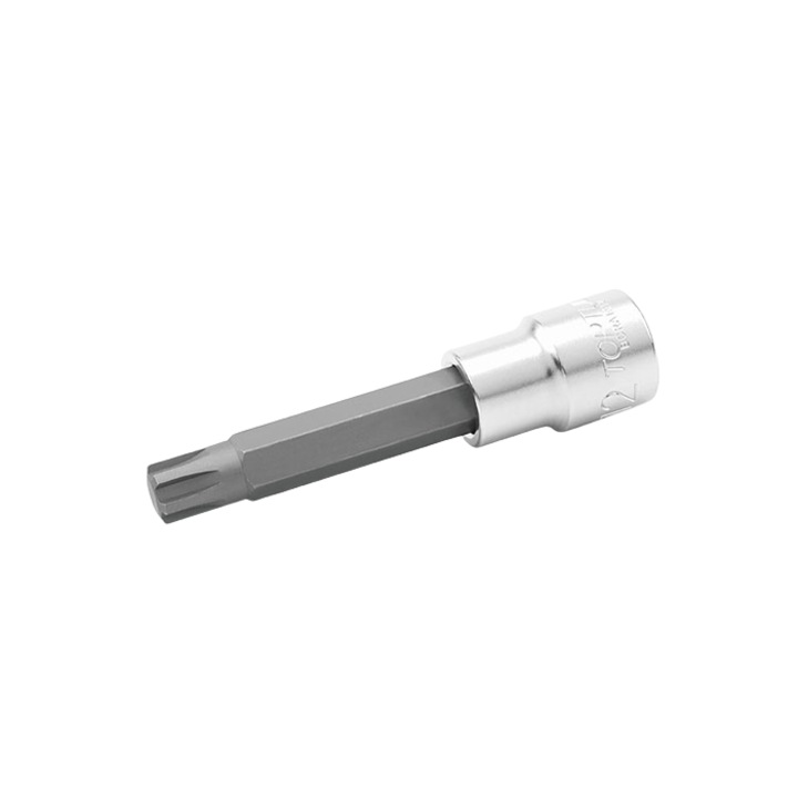Hosszú bit Toptul dugókulccsal, torx profil, 1/2 hüvelykes négyszögletes meghajtó, kulcsméret T40, hossza 100 mm