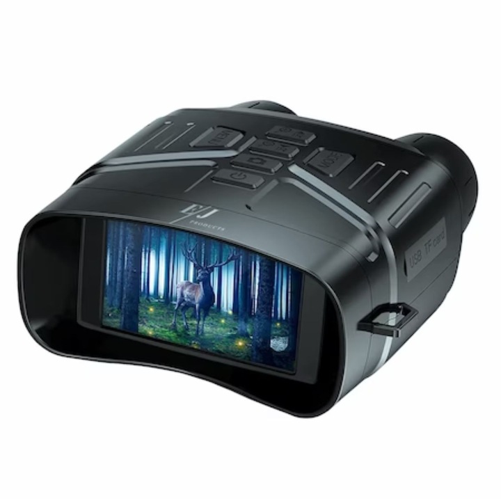 Професионален бинокъл за нощно виждане NV4000, 4k видеозапис/фотография, регулируемо увеличение, инфрачервена връзка, 128 gb слот за карта, черен