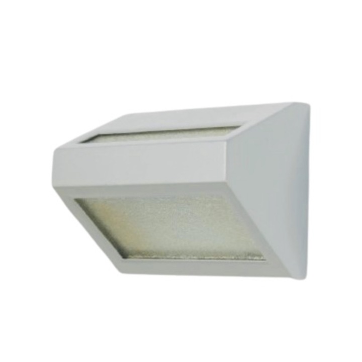 Aplica Perete Exterior BATTO 160 E27 1x60W Cadru Metal Triunghi Gri Abajur Sticla Mat Reflectie sus/jos IP 44 BRILUX