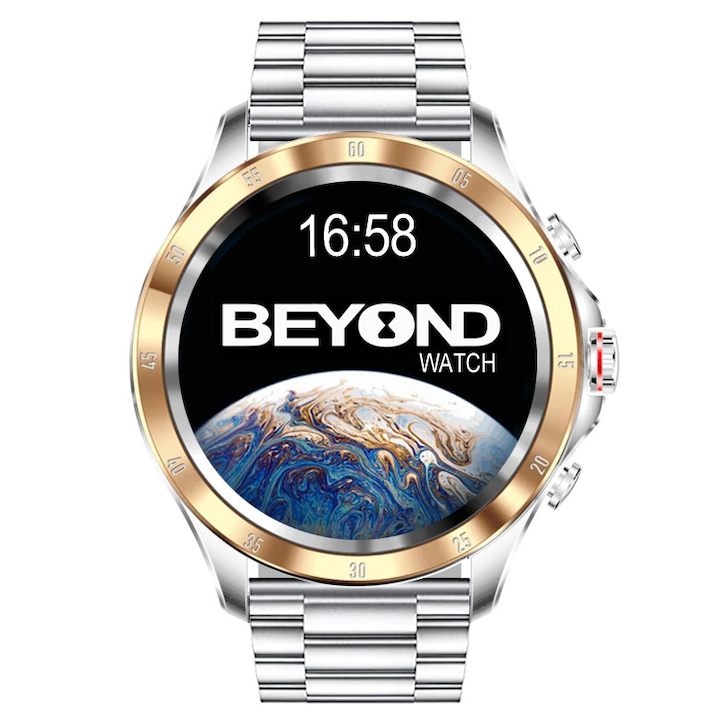Смарт часовник BEYOND Watch Earth 2 Series, сребрист/златист, неръждаема стомана